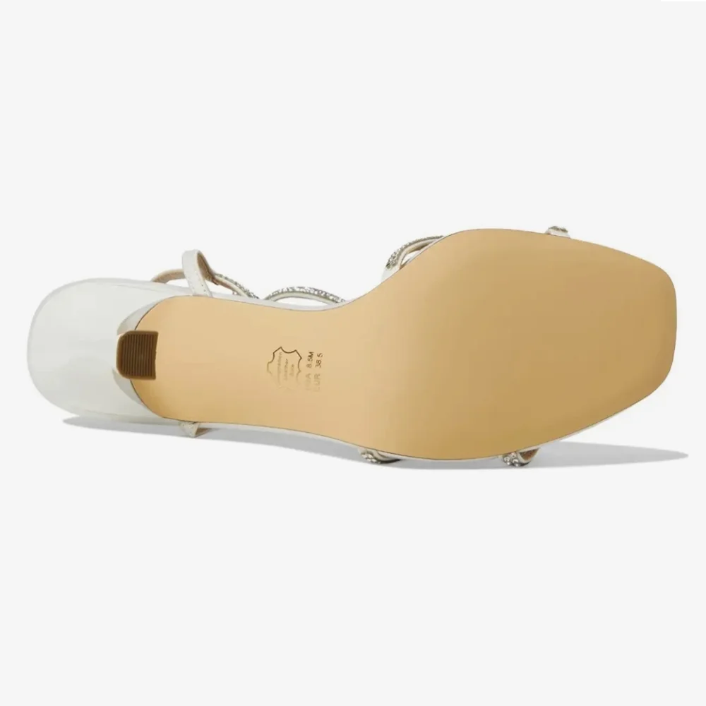 Nina Denise Ivory Ankle Wrap Rhinestone Embellished Stiletto Heels New Size 8 - Picture 3 of 9